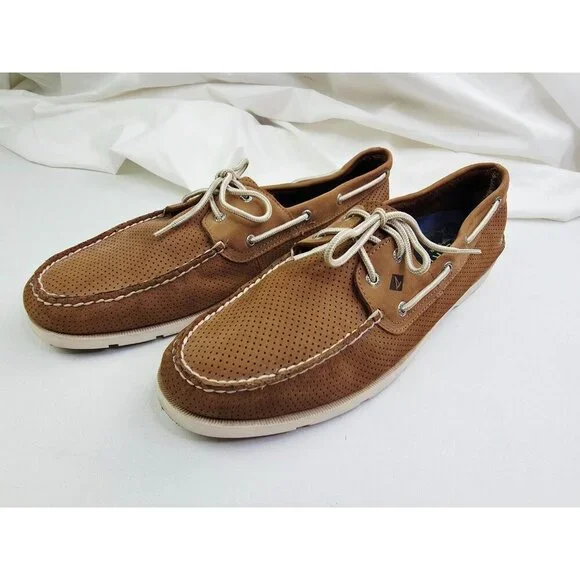 Sperry Top Sider Size 15M Men Camel Mesh Leather Lace Up Low Boat Shoes STS15514 - Picture 6 of 12
